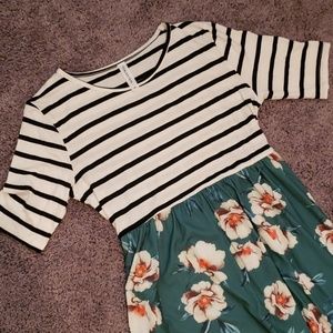Tickled Teal Dress | Medium | NWOT | Stripe Floral